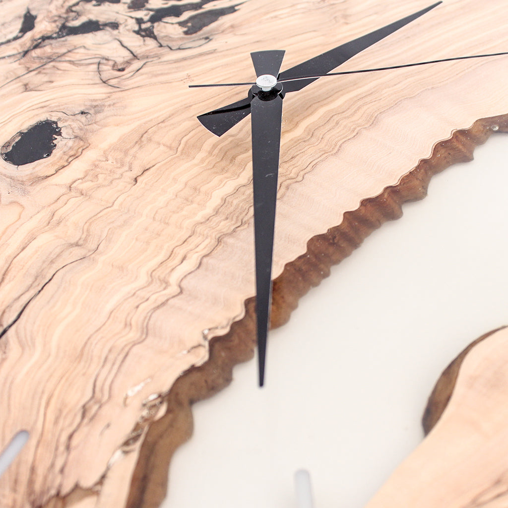 Transparent Epoxy Olive Wood Wall Clock