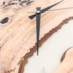 Transparent Epoxy Olive Wood Wall Clock