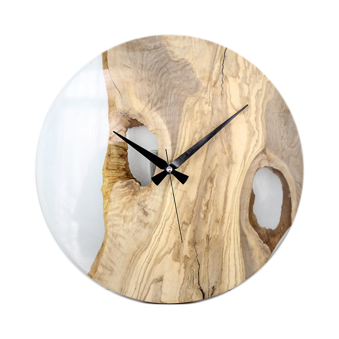 Transparent Epoxy Olive Wood Wall Clock Main image