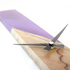 Purple Epoxy Walnut Wood Linear Wall Clock