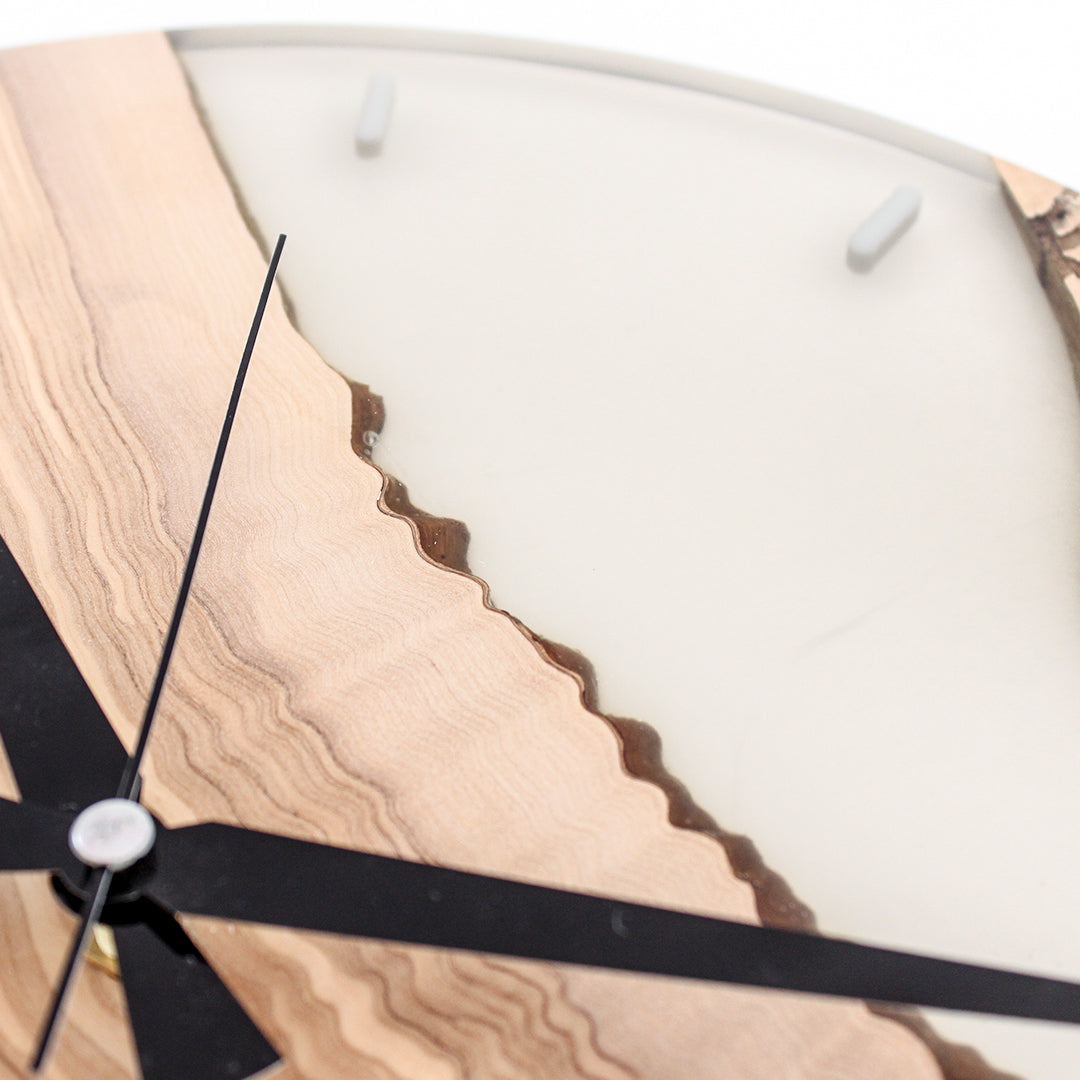 Transparent Epoxy Olive Wood Wall Clock