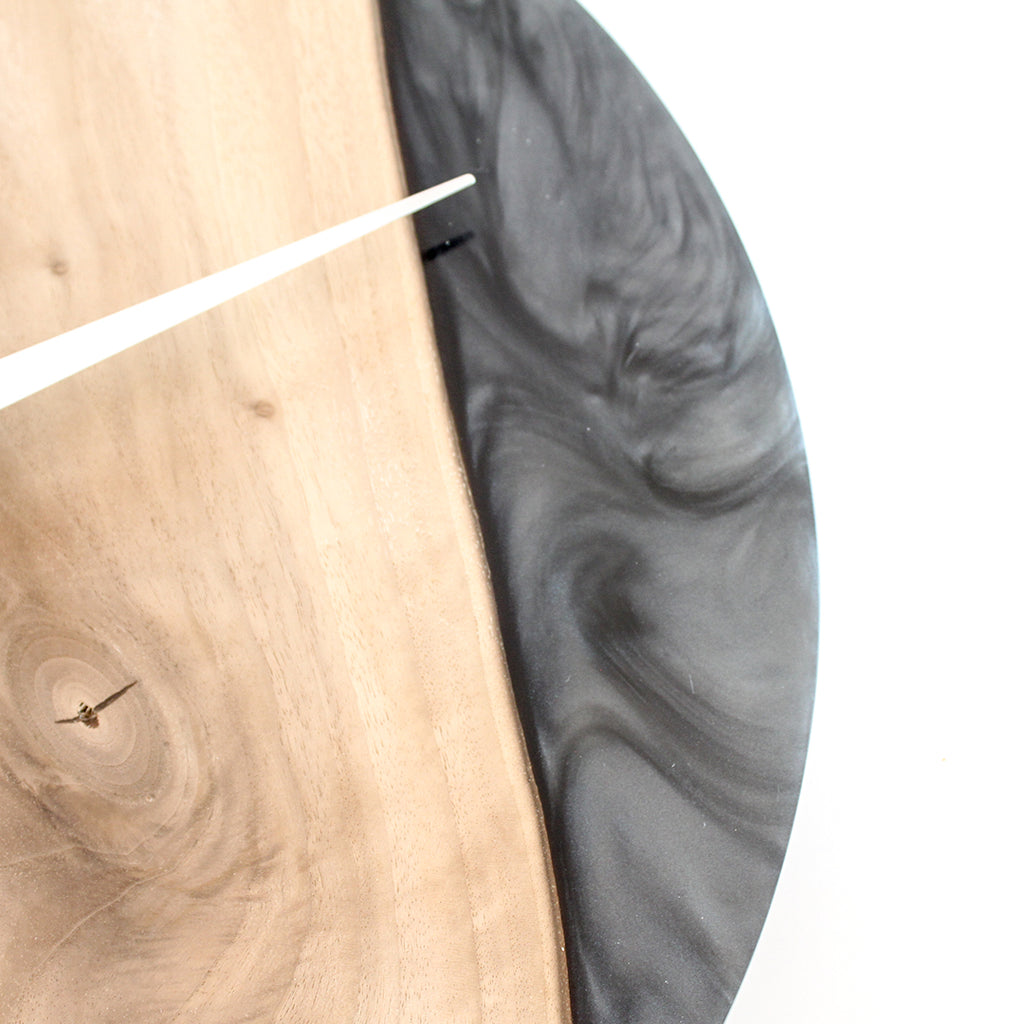 Smoky Black Epoxy Walnut Wood Wall Clock