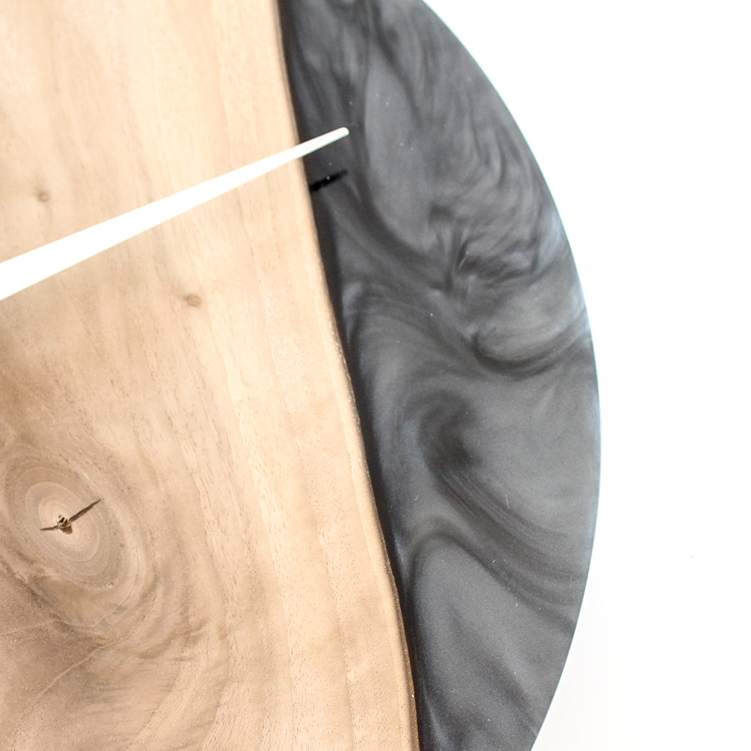 Smoky Black Epoxy Walnut Wood Wall Clock