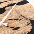 Smoky Black Epoxy Olive Wood Wall Clock