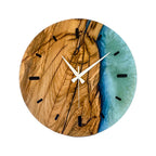 Turquoise Epoxy Walnut Wood Wall Clock