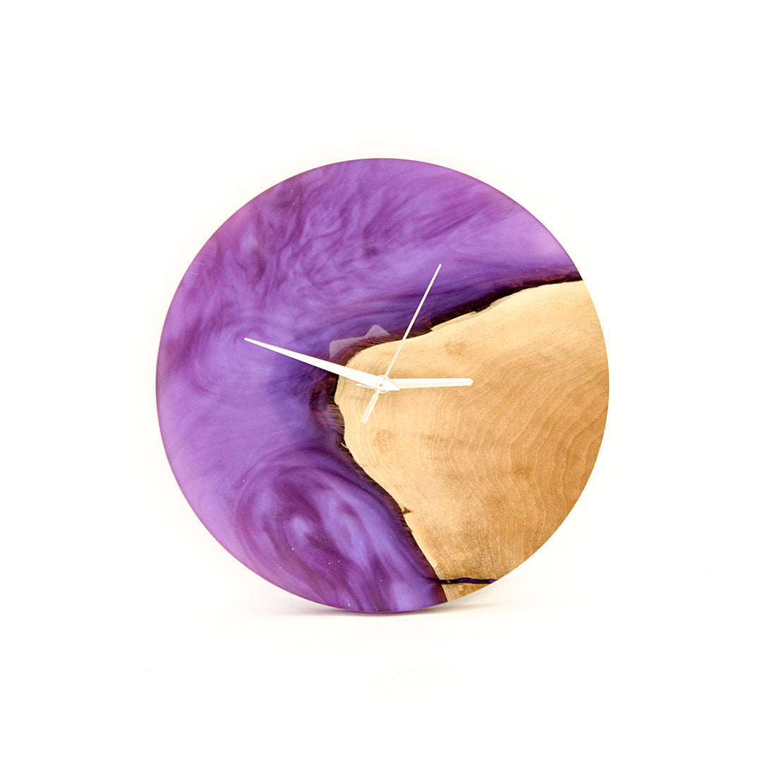 Purple Epoxy Walnut Wood Wall Clock Main image