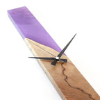Purple Epoxy Walnut Wood Linear Wall Clock