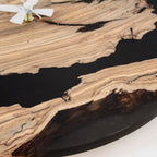 Smoky Black Epoxy Olive Wood Wall Clock