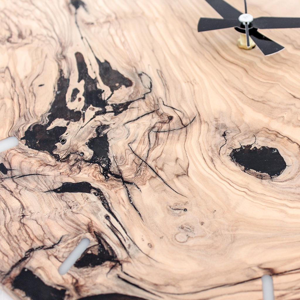 Transparent Epoxy Olive Wood Wall Clock
