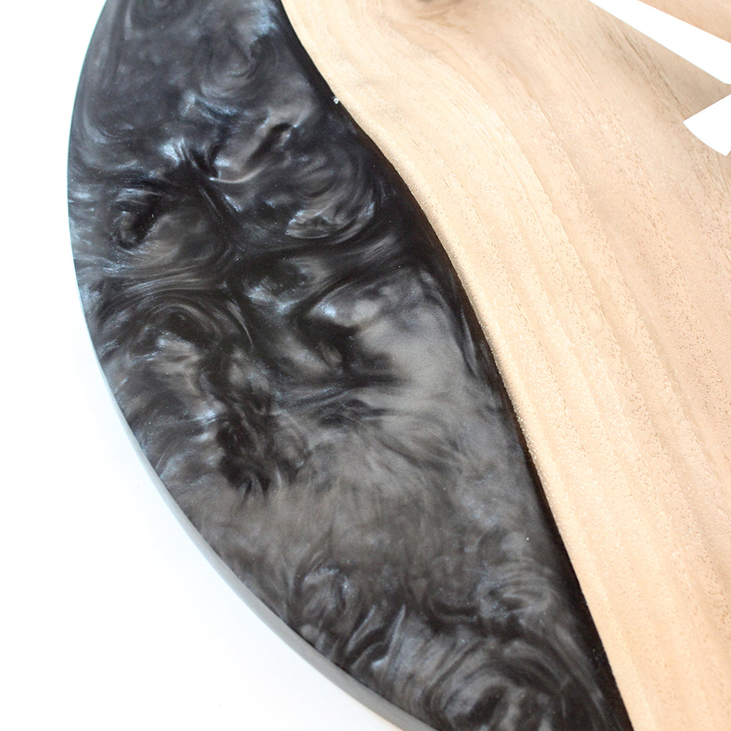 Smoky Black Epoxy Walnut Wood Wall Clock