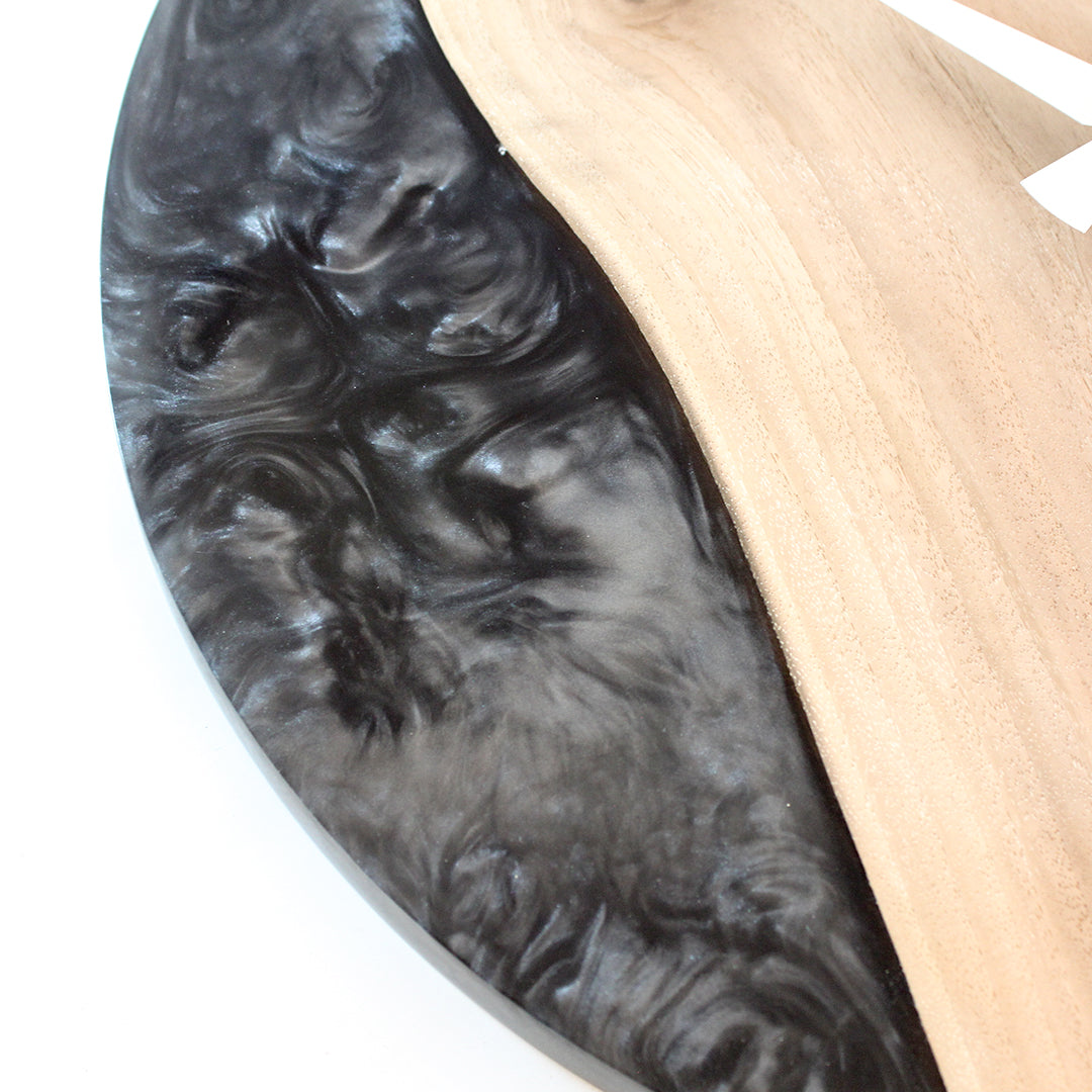 Smoky Black Epoxy Walnut Wood Wall Clock