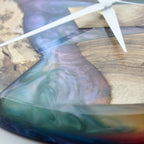 Rainbow Epoxy Oak Wall Clock
