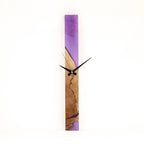 Purple Epoxy Walnut Wood Linear Wall Clock