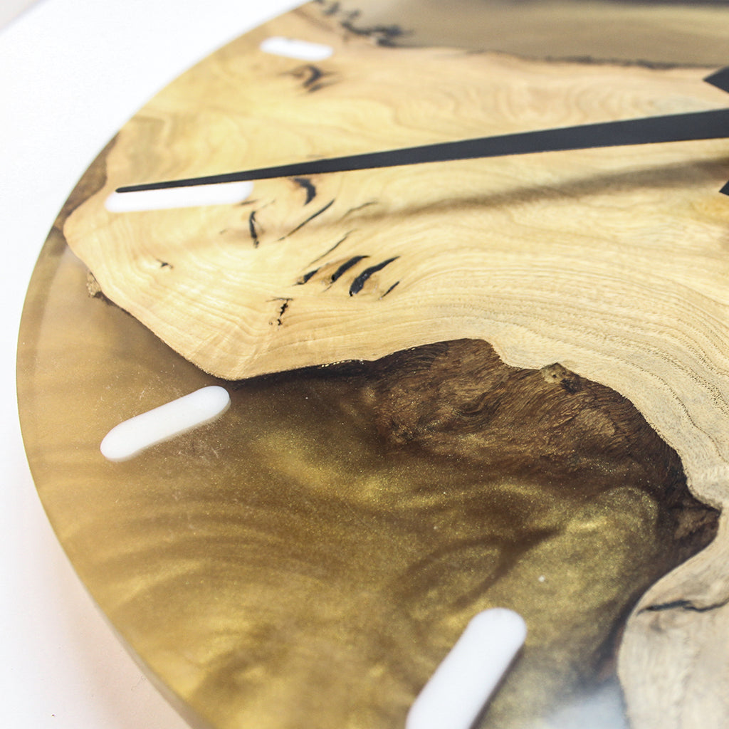 Copper Epoxy Olive Wood Wall Clock