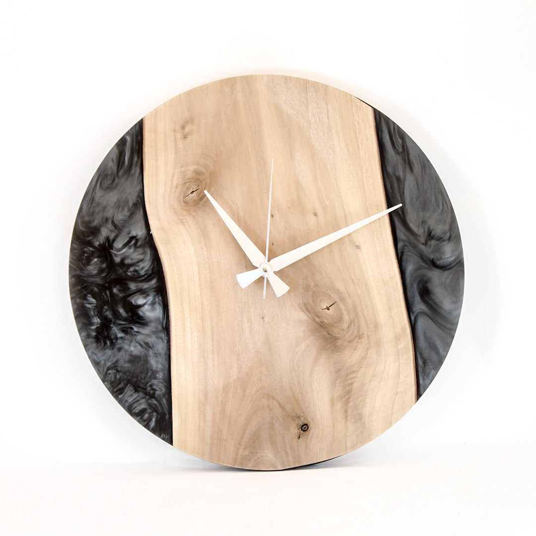 Smoky Black Epoxy Walnut Wood Wall Clock Main image