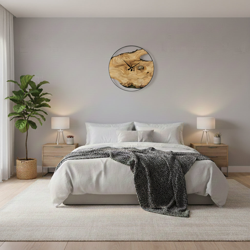Olive Wood Wall Clock