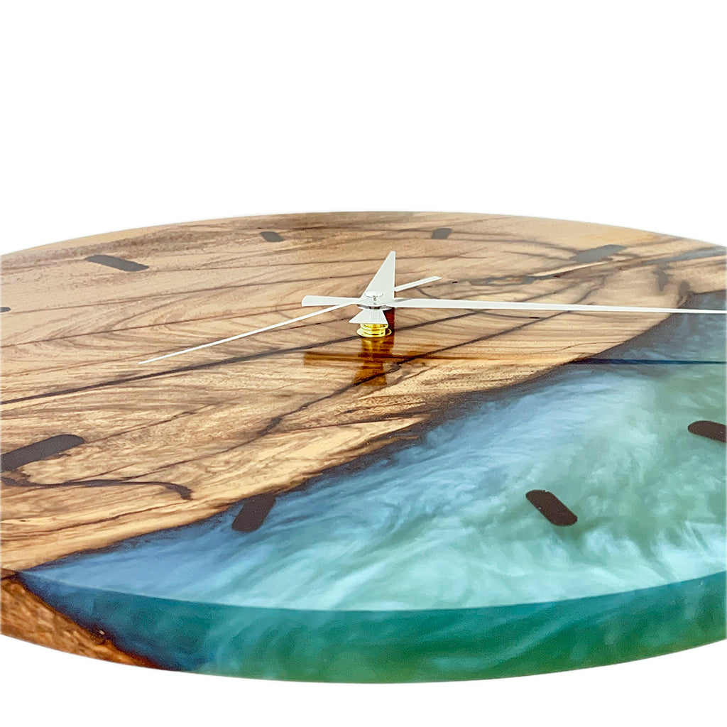 Turquoise Epoxy Walnut Wood Wall Clock