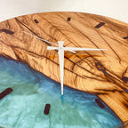 Turquoise Epoxy Walnut Wood Wall Clock