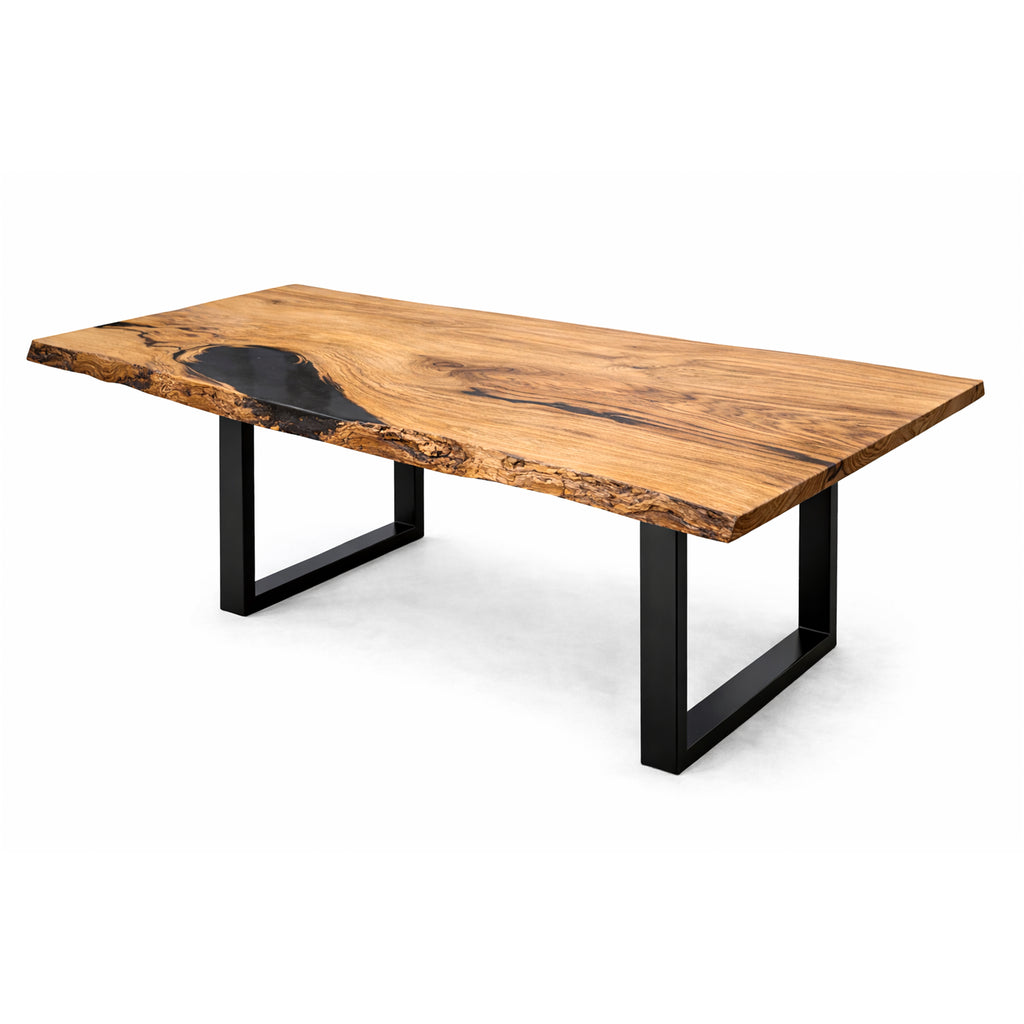 Black Epoxy and Chestnut Wood Dining Table