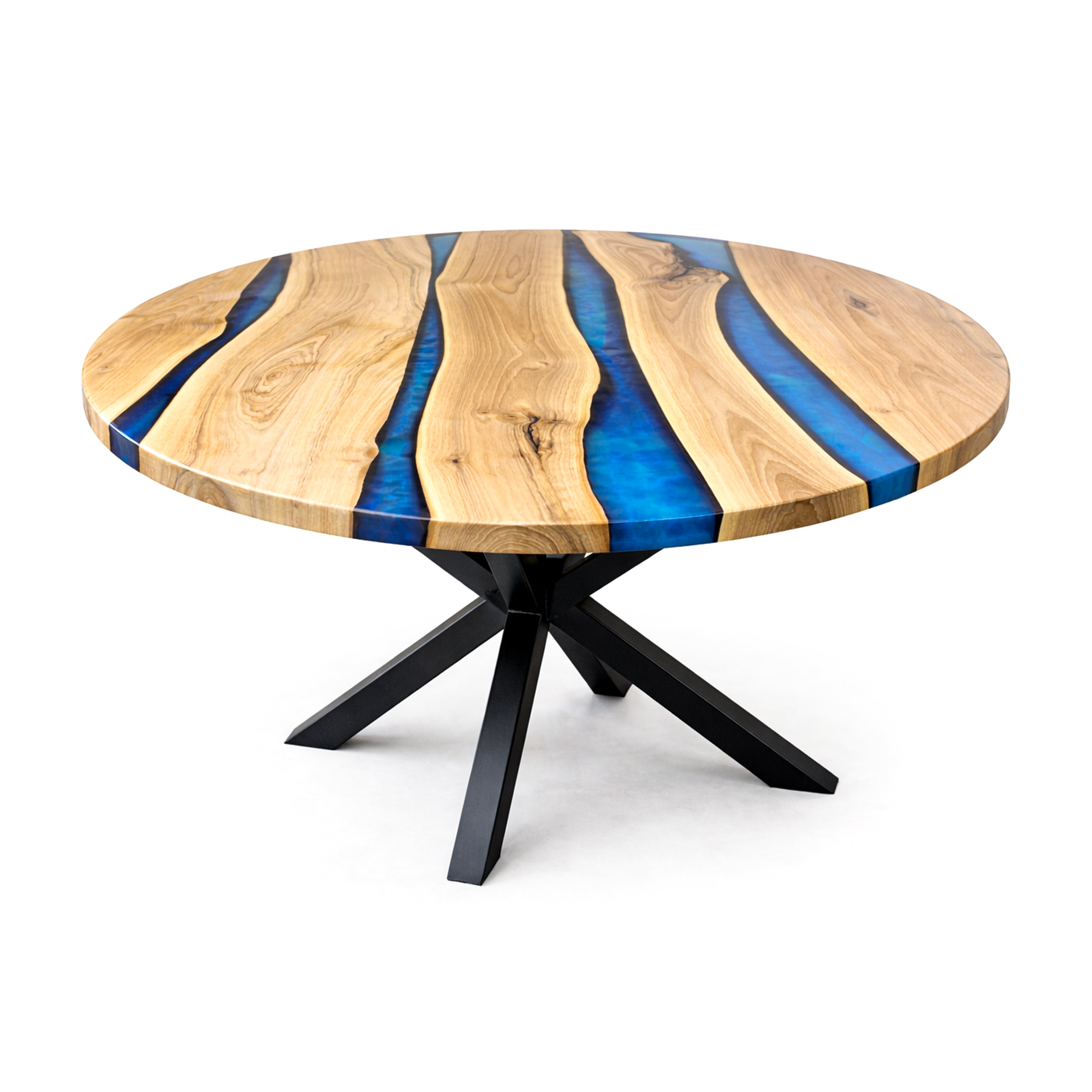 Blue Epoxy Walnut Wood Round Coffee Table Main image