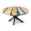 Blue Epoxy Walnut Wood Round Coffee Table