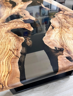 Smoked Epoxy and Olive Wood Coffee Table
