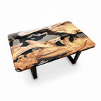 Smoked Epoxy and Olive Wood Coffee Table